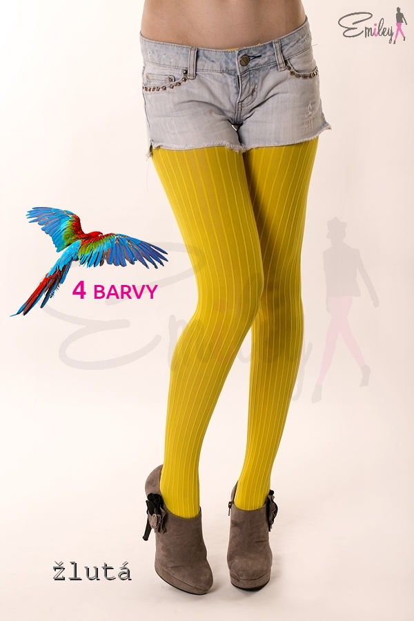 IRIS punčocháče 3D (100 DEN, mikrovlákno) žlutá s papouškem.jpg
