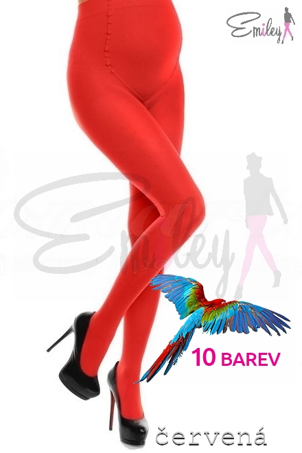 MIRIAM těhotenské punčocháče (DEN 100, mikrovlákno) červená s papouškem.jpg